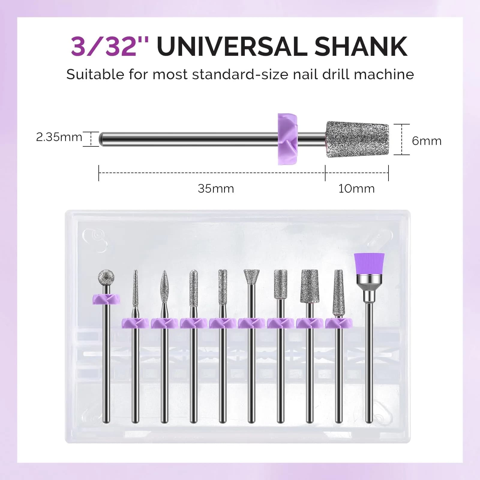 MelodySusie Diamond Nail Drill Bit Set with Sanding Bands & Mandrel Bit | 10Pcs Diamond Bits + 40pcs Sanding Bands (Grits #120/#180/#240) - view 4