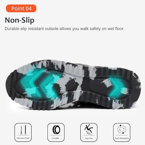 TRAILBLITZ Composite Steel Toe Shoes for Men Work Safety Sneakers 9 Black | Lightweight Breathable Industrial Footwear thumbnail 5