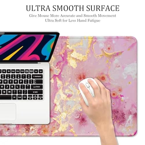 Niniubye Desk Mat 32" x 16" Pink Gold Marble | XXL Extended Large Gaming Mouse Pad for Desk, Office & Gaming thumbnail 4