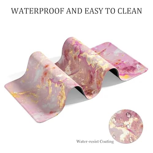 Niniubye Desk Mat 32" x 16" Pink Gold Marble | XXL Extended Large Gaming Mouse Pad for Desk, Office & Gaming thumbnail 6