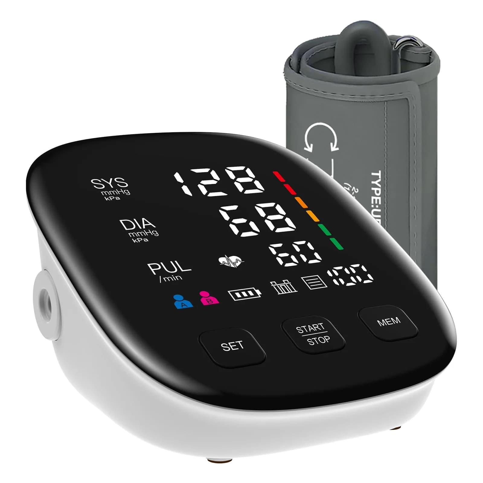 CRABCLAW Blood Pressure Monitor | Accurate Home Use Arm Monitor with 2×199 Memory, Adjustable Cuff 9-17" (White)