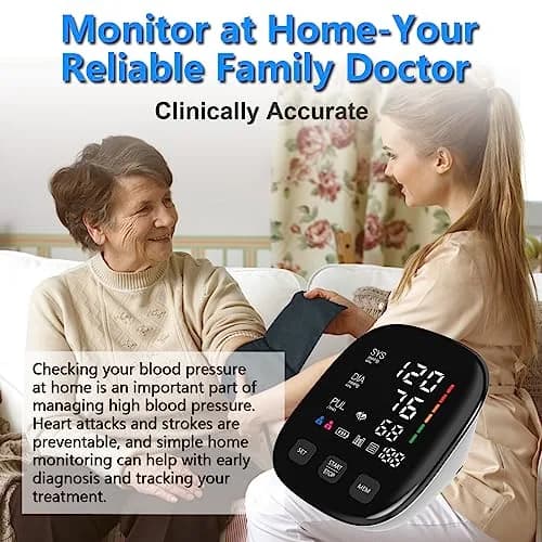 CRABCLAW Blood Pressure Monitor | Accurate Home Use Arm Monitor with 2×199 Memory, Adjustable Cuff 9-17" (White) thumbnail 6