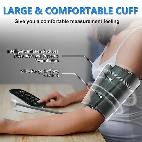 CRABCLAW Blood Pressure Monitor | Accurate Home Use Arm Monitor with 2×199 Memory, Adjustable Cuff 9-17" (White) thumbnail 7