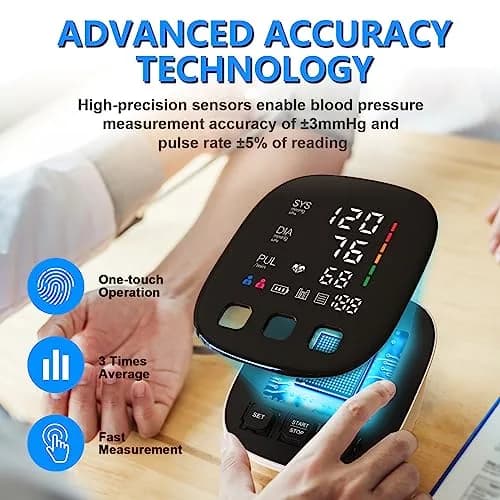 CRABCLAW Blood Pressure Monitor | Accurate Home Use Arm Monitor with 2×199 Memory, Adjustable Cuff 9-17" (White) thumbnail 2