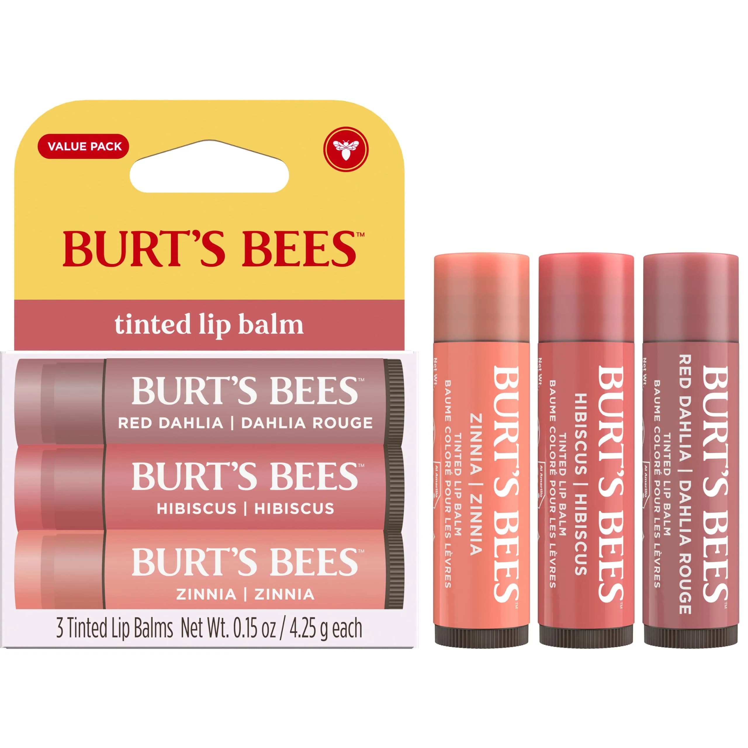 Burt's Bees Tinted Lip Balm Trio: Red Dahlia, Hibiscus & Zinnia for 8-Hour Natural Moisture - view 2