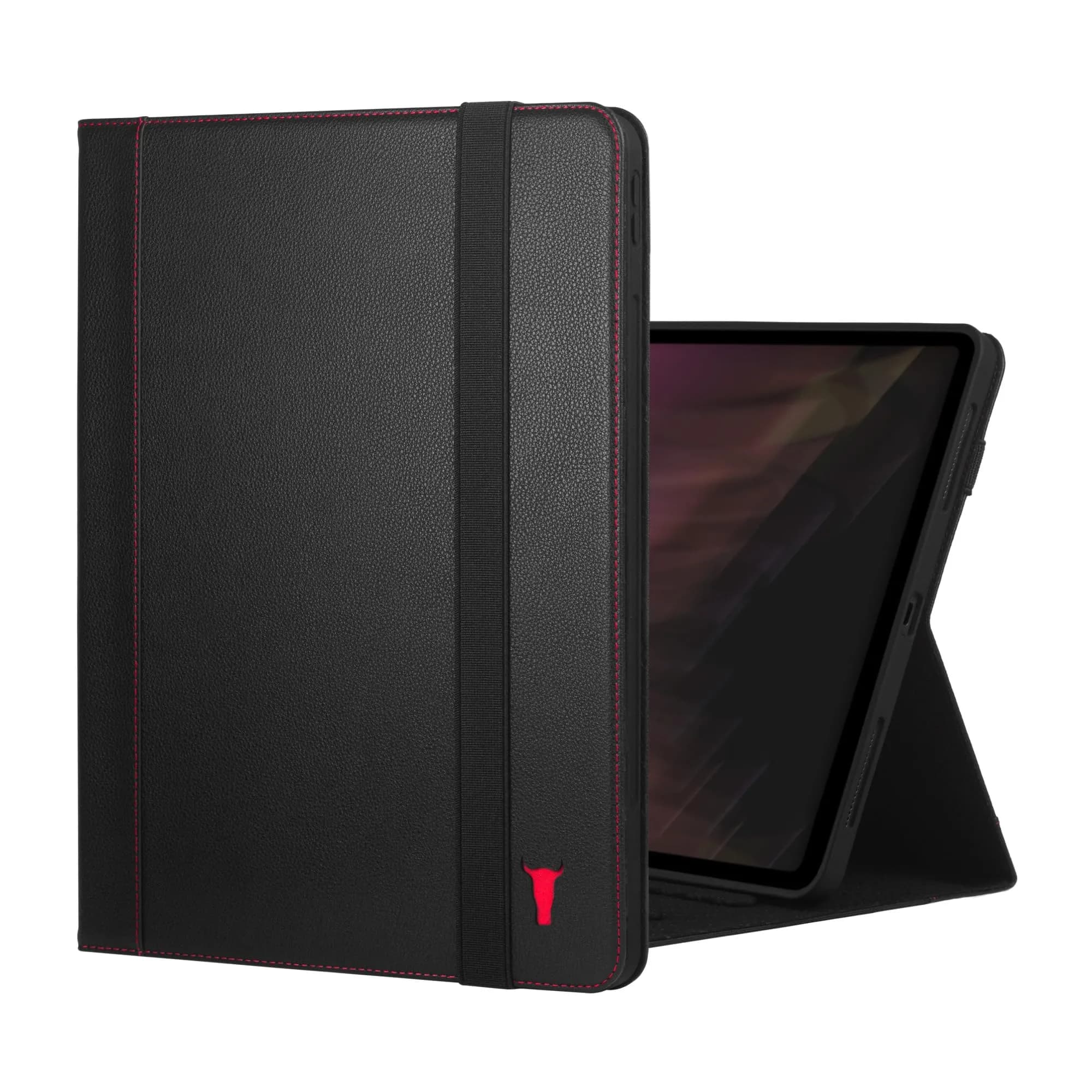 TORRO iPad Pro 13” Case Black with Red Detail | Premium Leather with Stand & Apple Pencil Connectivity — Black with Red Detail