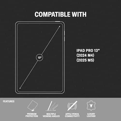 TORRO iPad Pro 13” Case Black with Red Detail | Premium Leather with Stand & Apple Pencil Connectivity thumbnail 2