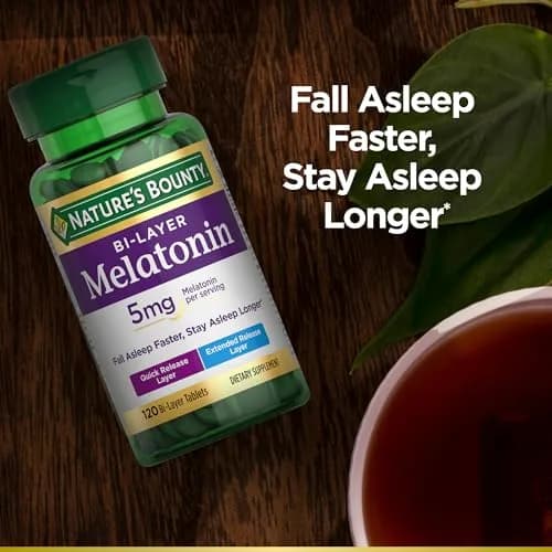 Nature's Bounty BiLyr Melatn 5mg 120 Tablets | Drug-Free Sleep Aid thumbnail 4