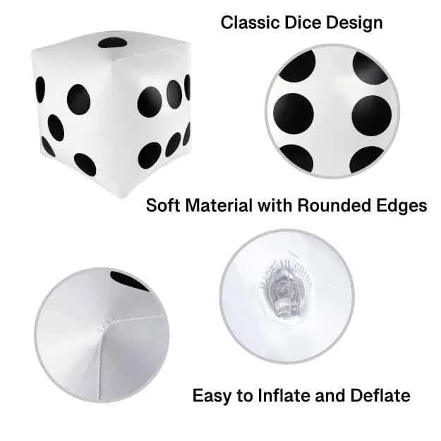 Super Z Outlet Giant Inflatable Dice Toys 33cm (13 inch) Pack of 2 | Fun Pool & Beach Game Accessory thumbnail 6