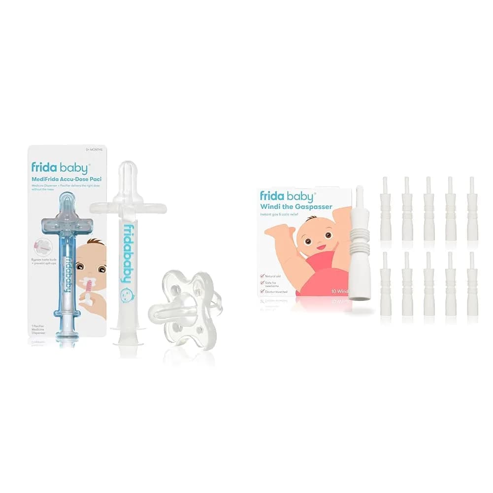 Frida Baby Medicine Pacifier & Windi Gas Relief - 10 Count | Accurate Dosing & Natural Colic Relief