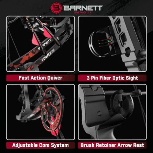 Barnett Vortex Compound Bow 28-45lb | Adjustable 22-27in, 60-70% Let Off, for Teens thumbnail 4
