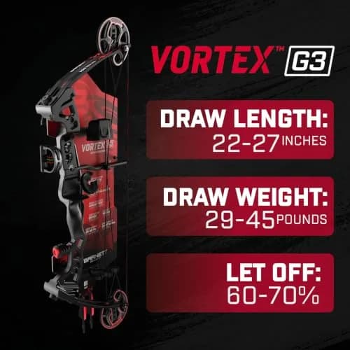 Barnett Vortex Compound Bow 28-45lb | Adjustable 22-27in, 60-70% Let Off, for Teens thumbnail 2