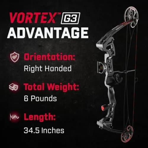 Barnett Vortex Compound Bow 28-45lb | Adjustable 22-27in, 60-70% Let Off, for Teens thumbnail 3