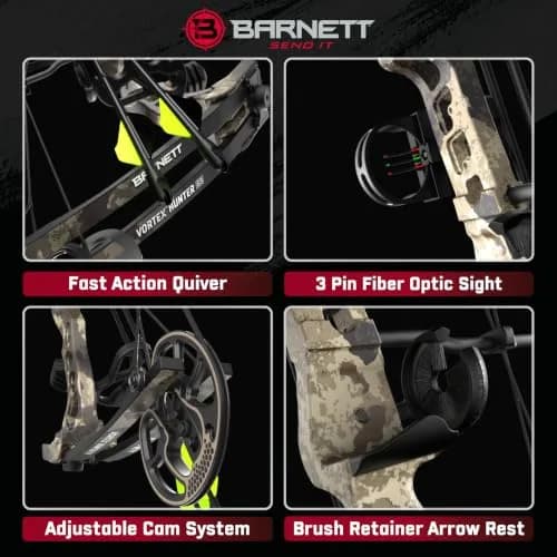 Barnett Vortex Hunter G3 Compound Bow 45-60lb | Adjustable 26-30in, Veil Camo, for Teens & Adults thumbnail 4