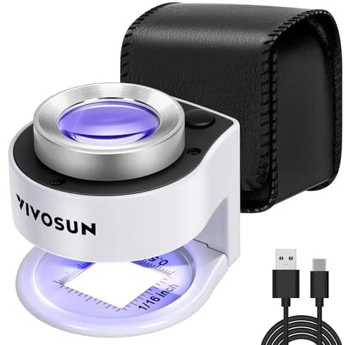 VIVOSUN 30X Rechargeable Magnifier with Dual LED & UV Light, White | Optical Glass Lens for Jewelry, Gems, Coins, Stamps, Rocks, Plants thumbnail 1