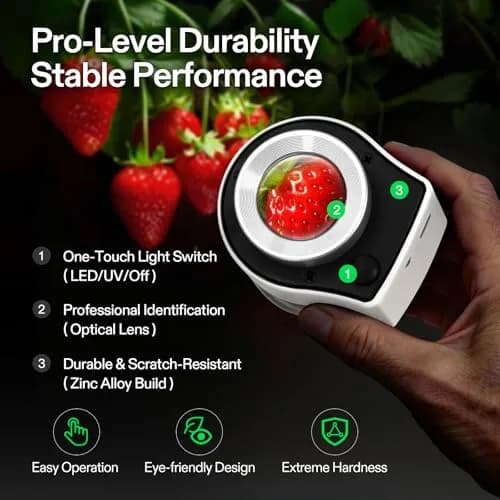 VIVOSUN 30X Rechargeable Magnifier with Dual LED & UV Light, White | Optical Glass Lens for Jewelry, Gems, Coins, Stamps, Rocks, Plants thumbnail 6