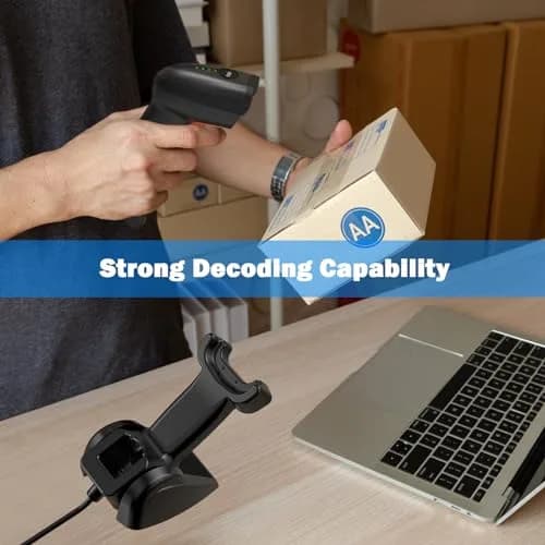 Symcode MJ-4590DA 2D Wireless Barcode Scanner with Charging Stand & Bluetooth | 10000 Codes Inventory, 40m Range thumbnail 7
