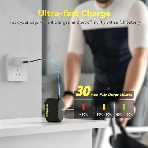 anoutway Bike Pump AT1 No Pressure Gauge | Mini Electric Tire Inflator 120g thumbnail 4