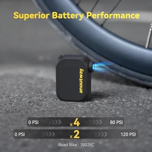 anoutway Bike Pump AT1 No Pressure Gauge | Mini Electric Tire Inflator 120g thumbnail 5