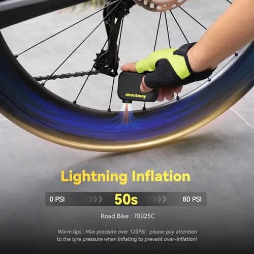 anoutway Bike Pump AT1 No Pressure Gauge | Mini Electric Tire Inflator 120g thumbnail 2