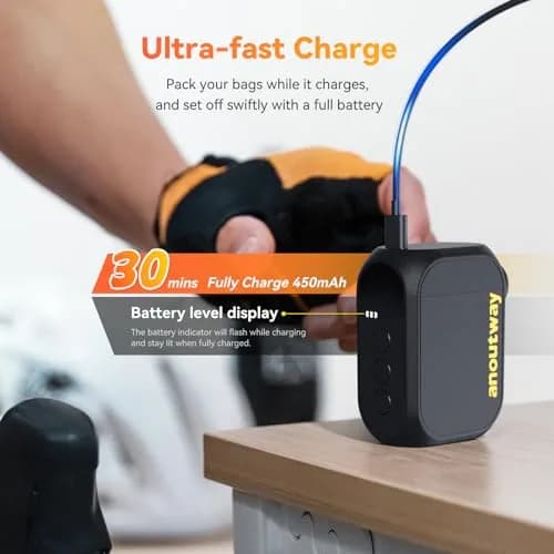 anoutway AT1 PRO Electric Bike Pump with Gauge 120PSI Portable | Real-Time Pressure Tracking thumbnail 6