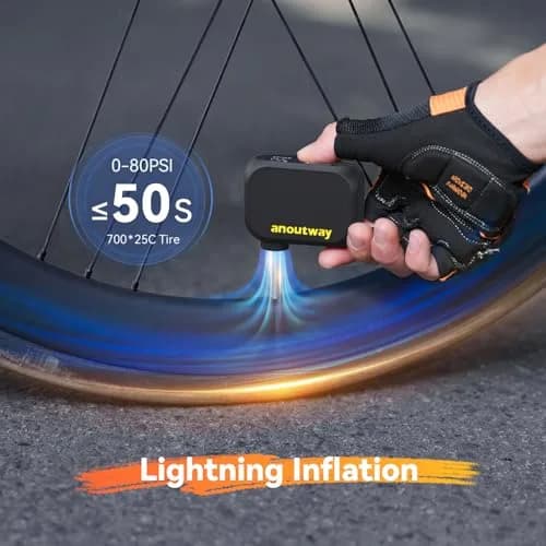 anoutway AT1 PRO Electric Bike Pump with Gauge 120PSI Portable | Real-Time Pressure Tracking thumbnail 3