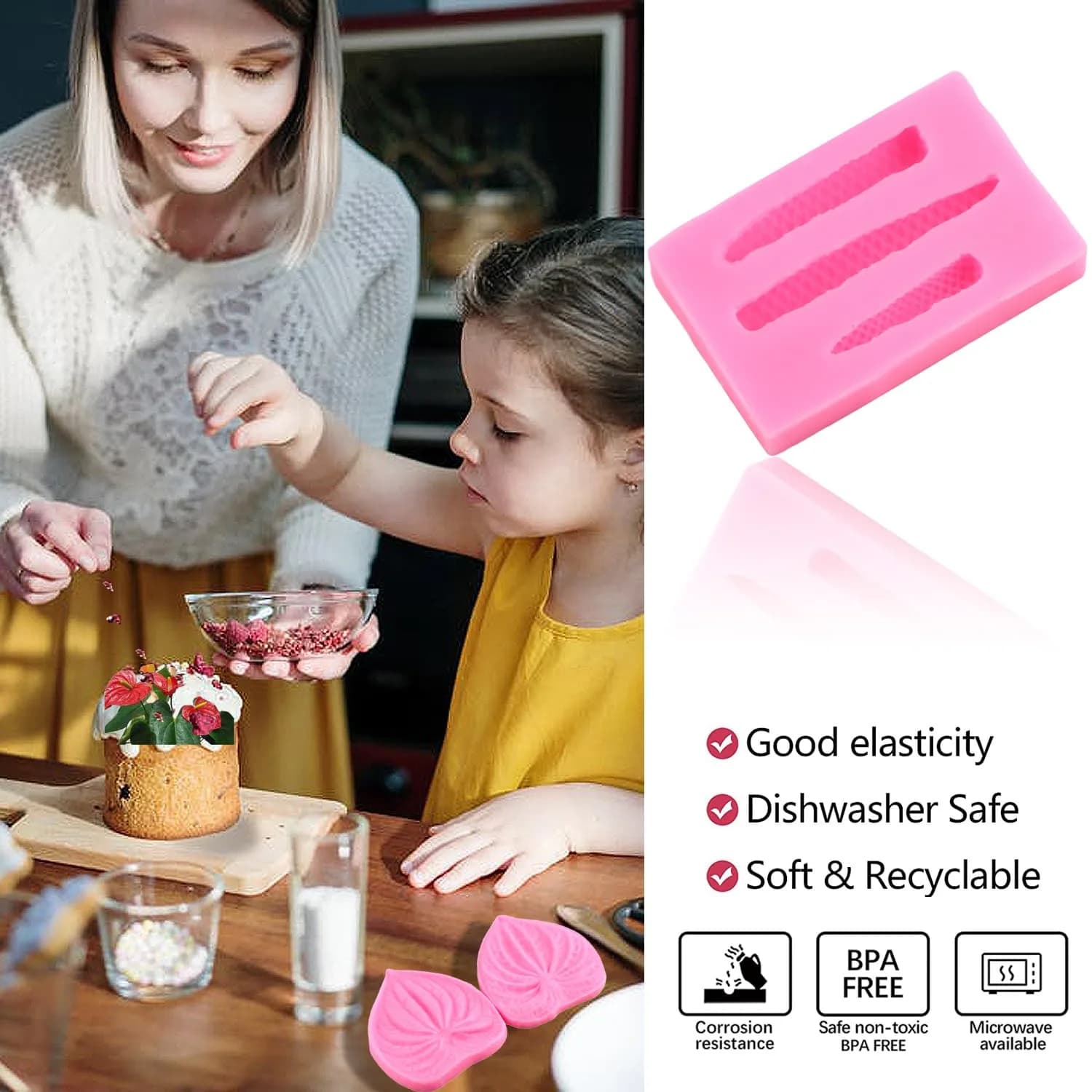 ZiXiang Anthurium Silicone Mold Set of 2 | Food Grade Cake Decorating & Chocolate Making Molds - view 5