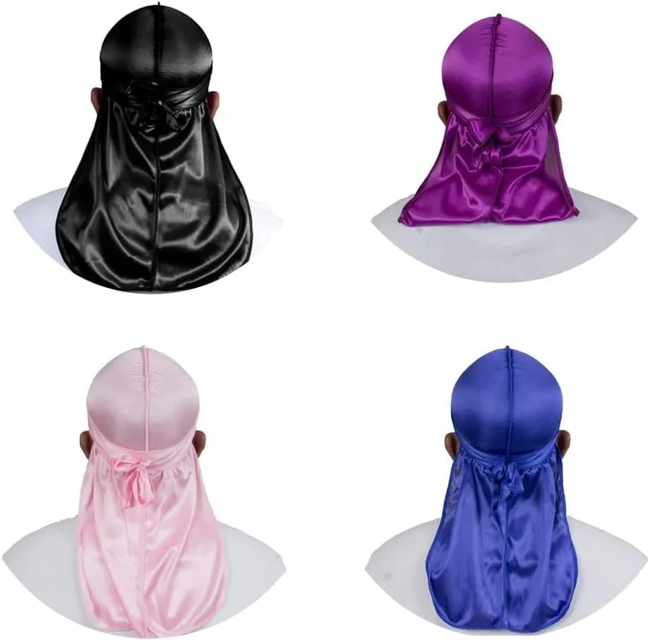 ForceWave Silky Durags and Wave Cap Set (5-Pack, Black Blue Pink Purple) | Moisture-Retaining Satin for 360 Waves thumbnail 2