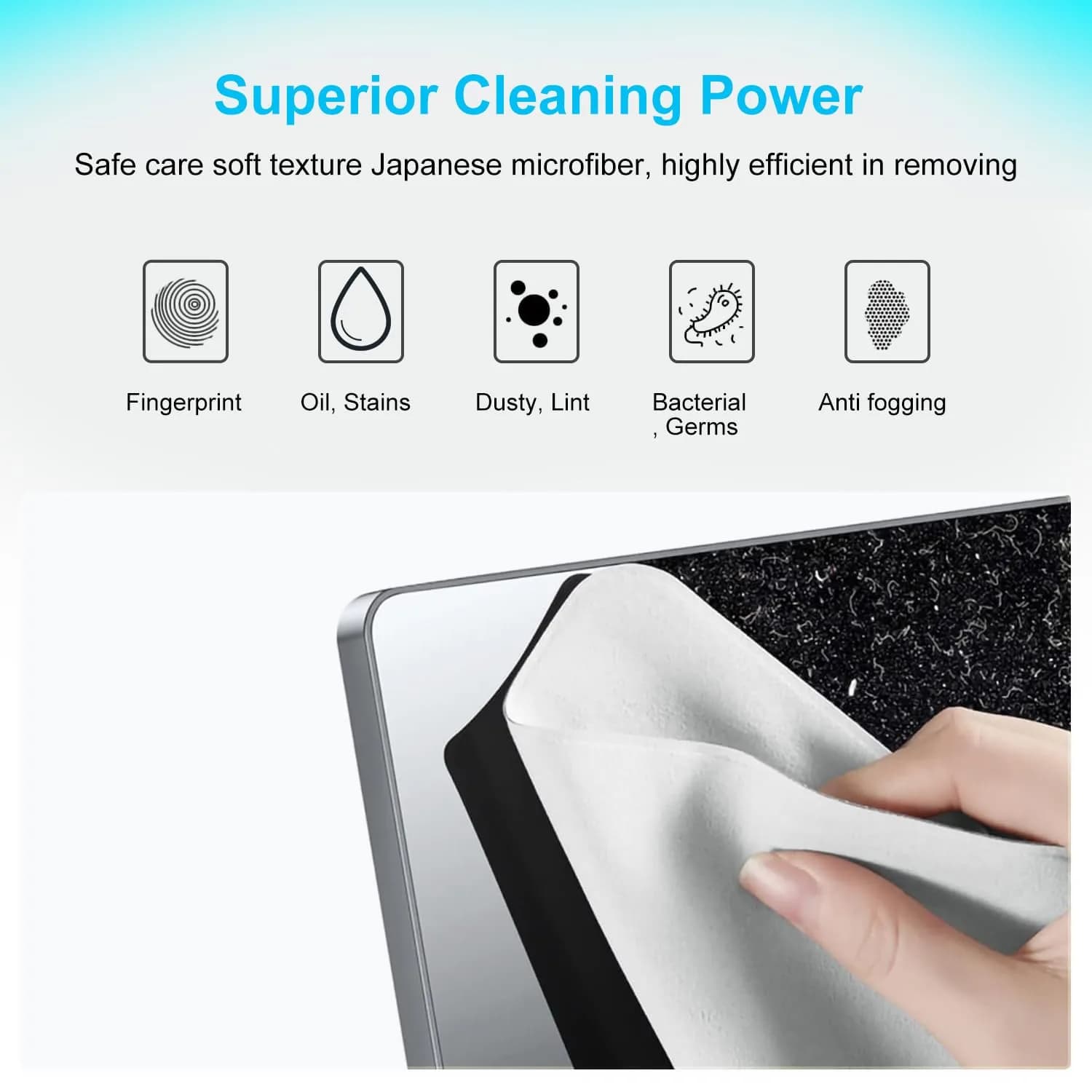 MUBUY-GOL Microfiber Liner Cleaning Cloth 3 Pack 290mm x 195mm | Cleans Screens & Laptops - view 3
