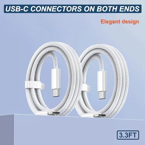 TOP-UP Braided USB C to USB C Cable 3.3FT 2 Pack | 60W PD Fast Charging & Data Sync thumbnail 3