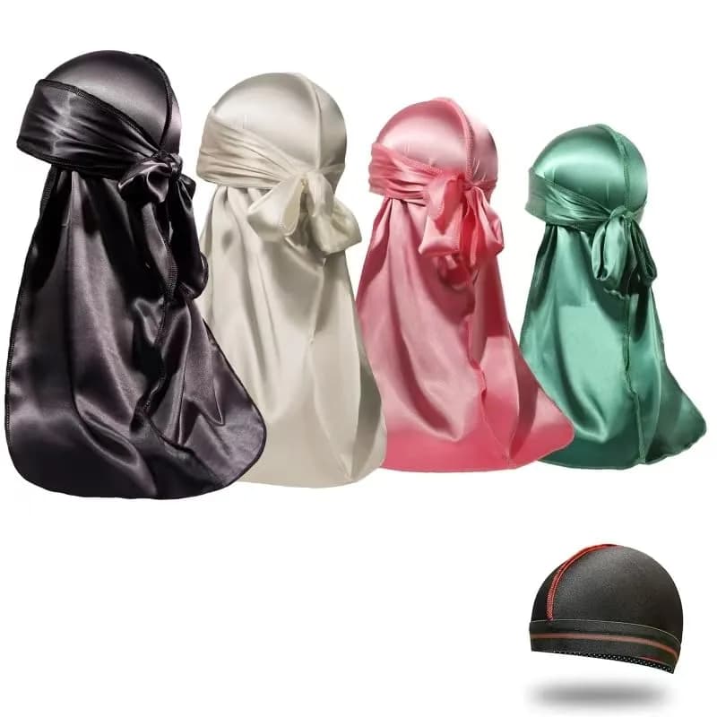 ForceWave Silky Durag and Wave Cap Set for Men & Women | 5-Piece Value Pack with 43" Long Tails thumbnail 2