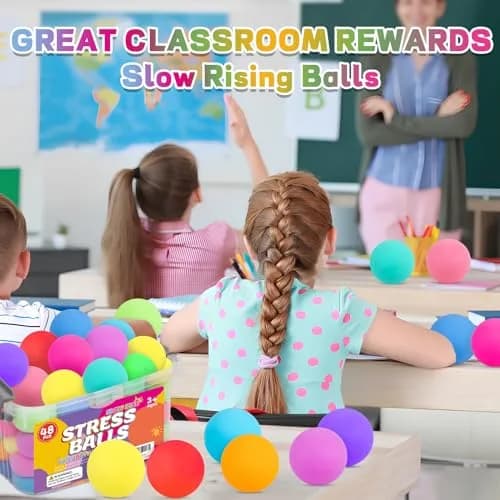 VISCOO 48 Pack Slow Rising Stress Balls 4.1 cm (1.6 Inches) | Non-Toxic TPR for Kids & Adults thumbnail 6