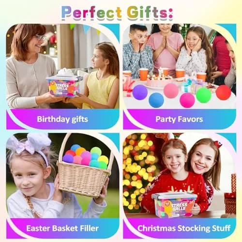 VISCOO 48 Pack Slow Rising Stress Balls 4.1 cm (1.6 Inches) | Non-Toxic TPR for Kids & Adults thumbnail 7