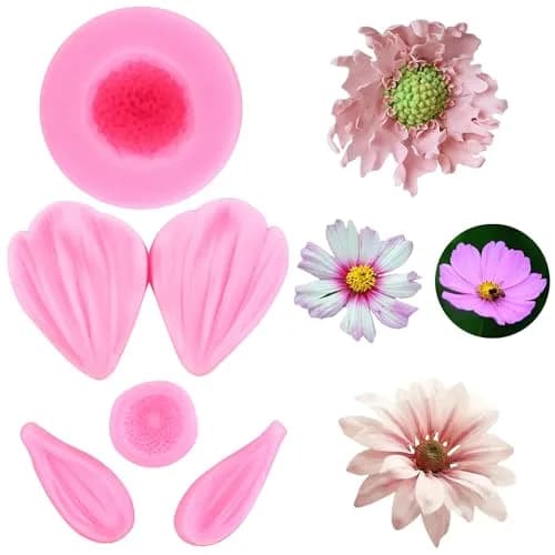 ZiXiang Daisy Flower Silicone Veined Mold Set of 3 | Food Grade Baking & Chocolate Molds — Style E