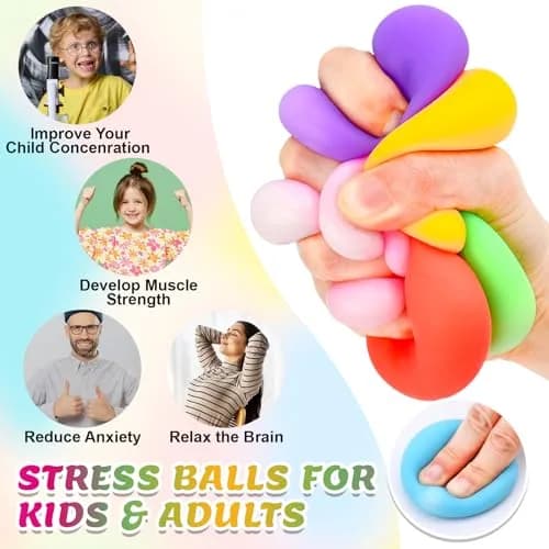 VISCOO 12 Pack Slow Rising Stress Balls 4.1 cm (1.6 In) | Non-Toxic TPR Fidget Toy thumbnail 5