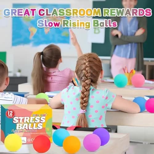 VISCOO 12 Pack Slow Rising Stress Balls 4.1 cm (1.6 In) | Non-Toxic TPR Fidget Toy thumbnail 6