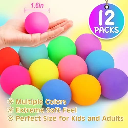 VISCOO 12 Pack Slow Rising Stress Balls 4.1 cm (1.6 In) | Non-Toxic TPR Fidget Toy thumbnail 2