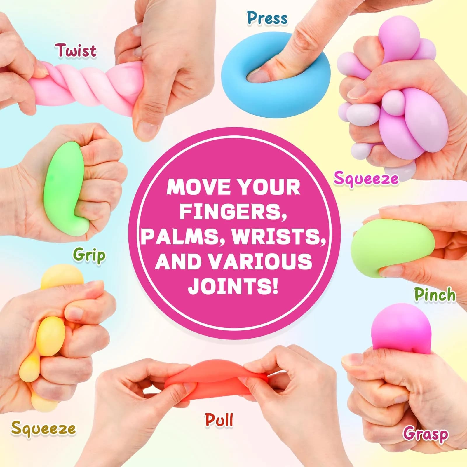 VISCOO 12 Pack Slow Rising Stress Balls 4.1 cm (1.6 In) | Non-Toxic TPR Fidget Toy - view 3