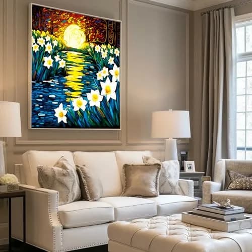 Bgraamiens Puzzle-Moonlight Daffodils 1000 Pieces Square Puzzle | Beautiful Daffodils in Moonlight for Adults thumbnail 6