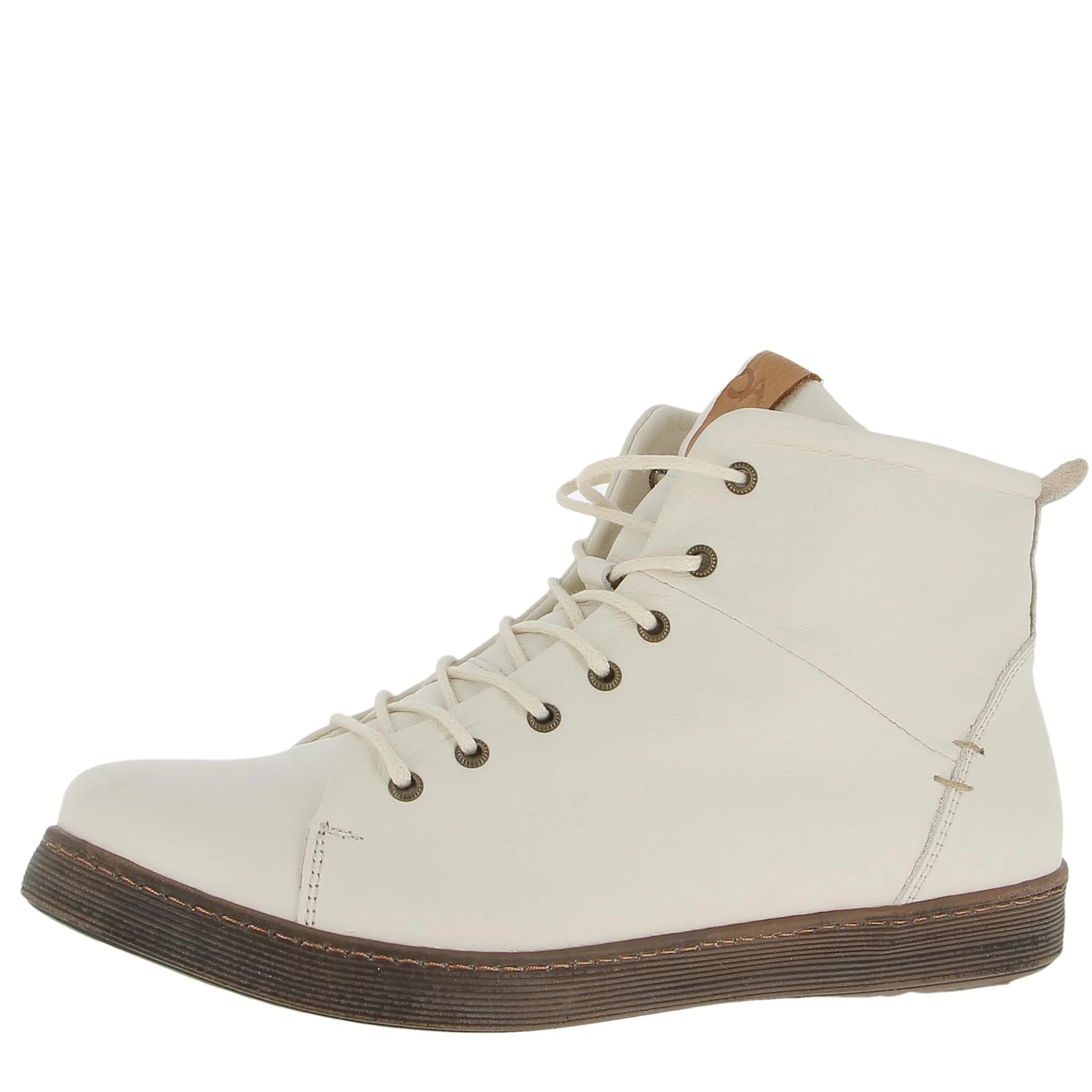 Andrea Conti Women's High Top Trainers, Cream White Brandy, 7 Women | Butter-soft Leather, Removable Insole, 2cm Heel