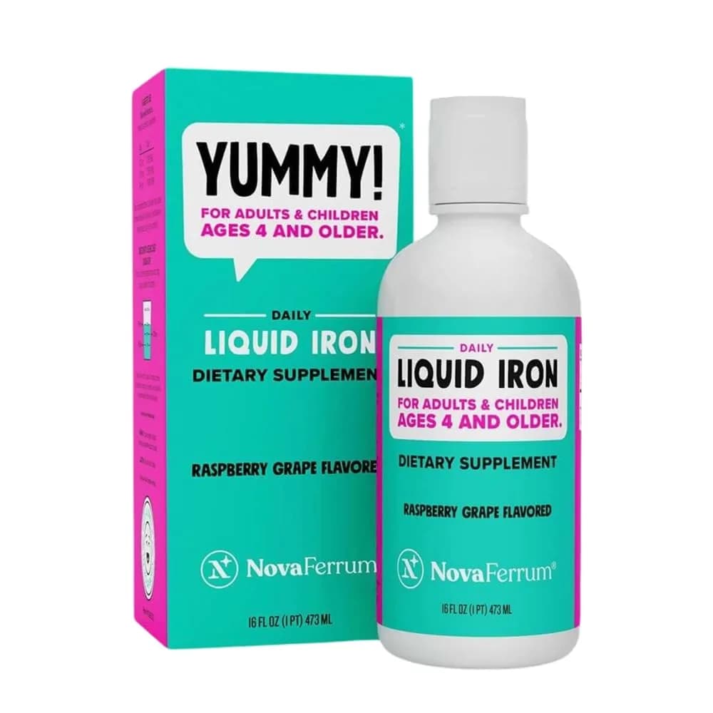 NovaFerrum Yummy Liquid Iron Supplement 473ml (16 Fl Oz) | 18mg Iron/Tbsp | Gluten & Sugar-Free