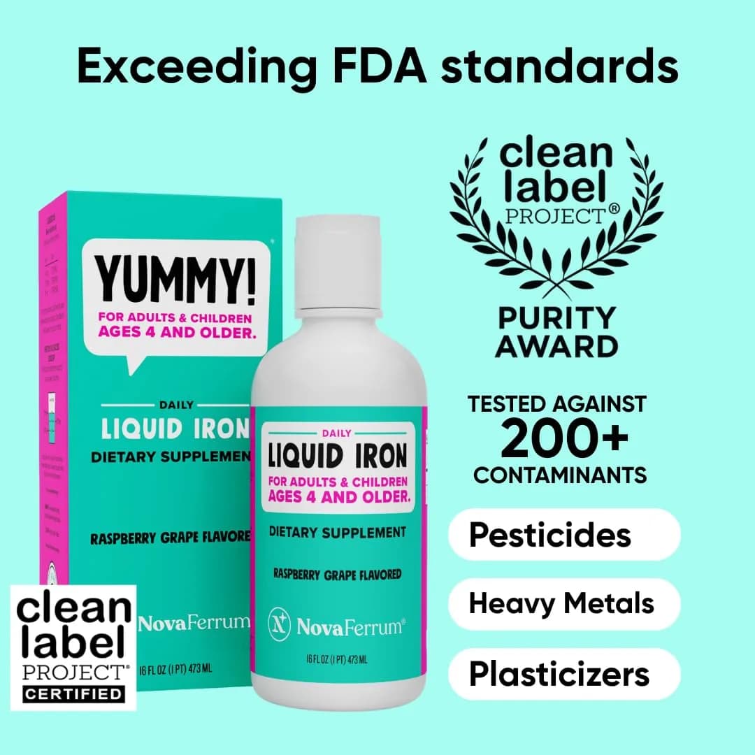 NovaFerrum Yummy Liquid Iron Supplement 473ml (16 Fl Oz) | 18mg Iron/Tbsp | Gluten & Sugar-Free - view 2