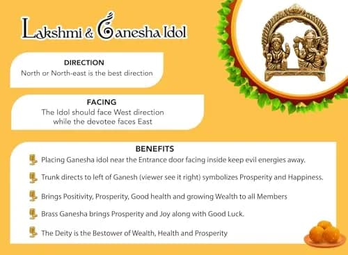 Ekhasa Brass Lakshmi Ganesha Murti 8cm | Diwali Puja & Home Decor | Pital Idol thumbnail 5