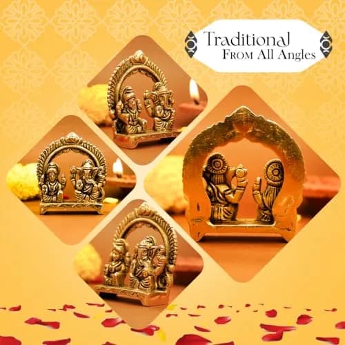 Ekhasa Brass Lakshmi Ganesha Murti 8cm | Diwali Puja & Home Decor | Pital Idol thumbnail 2