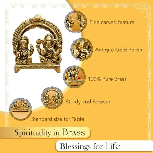 Ekhasa Brass Lakshmi Ganesha Murti 8cm | Diwali Puja & Home Decor | Pital Idol thumbnail 3