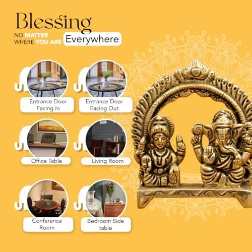 Ekhasa Brass Lakshmi Ganesha Murti 8cm | Diwali Puja & Home Decor | Pital Idol thumbnail 4