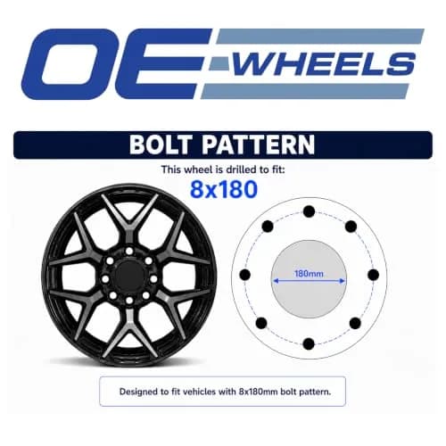 OE Wheels CV64B 20x8.5 Set(4) Gloss Black | 8x180 Bolt Pattern, 47ET Offset, Aluminum thumbnail 6