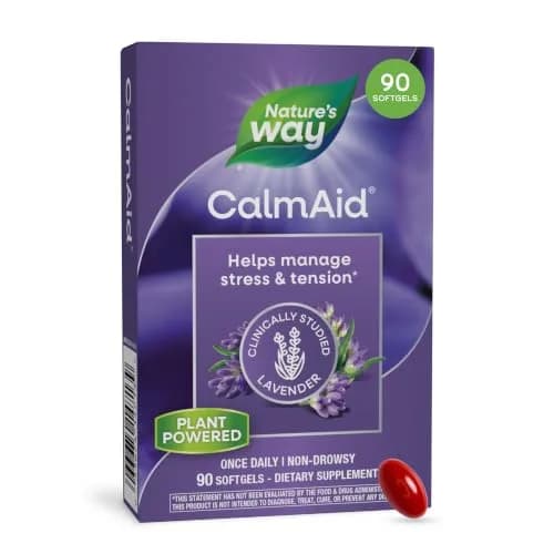 Nature's Way CalmAid Lavender Oil Supplement 90 Softgels | Clinically Studied Silexan for Calm & Stress Support thumbnail 1