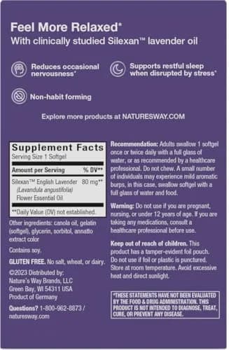 Nature's Way CalmAid Lavender Oil Supplement 90 Softgels | Clinically Studied Silexan for Calm & Stress Support thumbnail 8