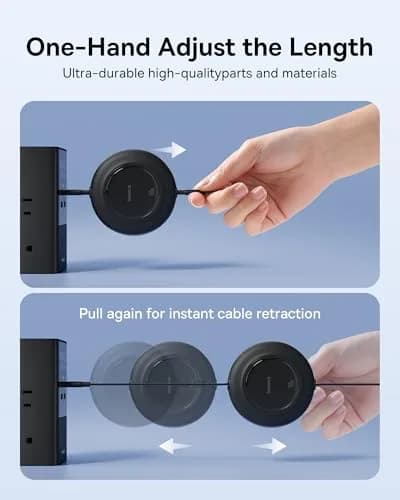 Baseus Retractable USB C to USB C Cable 2m (6.6ft) | 100W Fast Charging, Data Transfer, Nylon Braided thumbnail 6